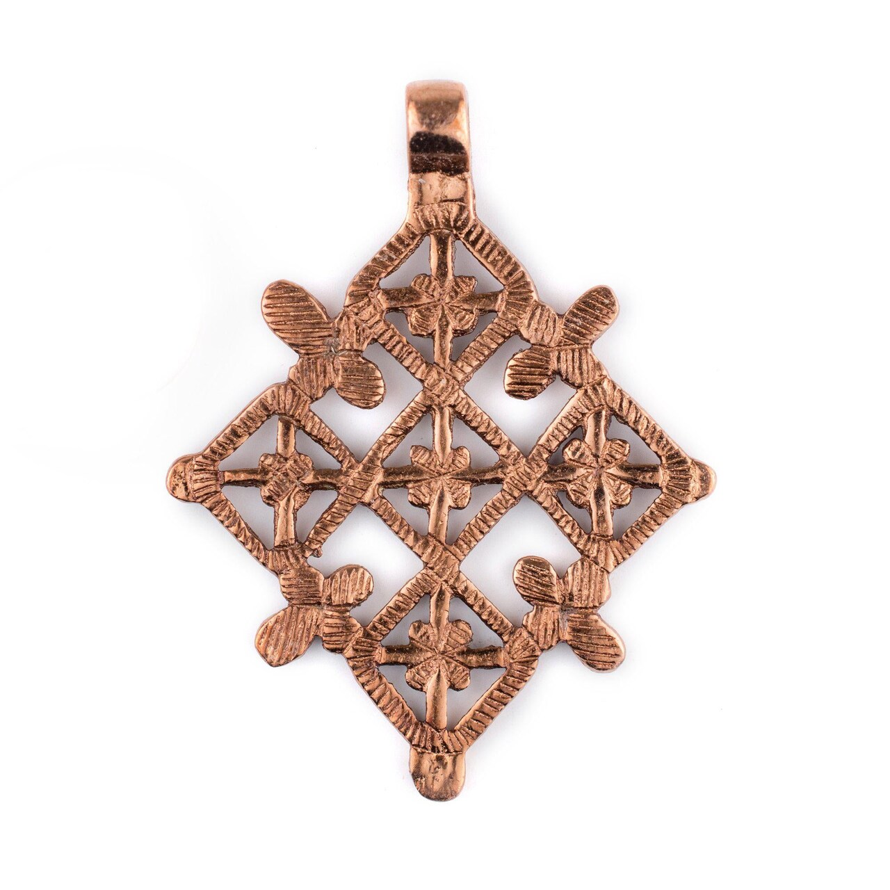 Metu Copper Coptic Cross Pendant (53x70mm): Authentic Ethiopian East African Design for Jewelry & Necklace Making